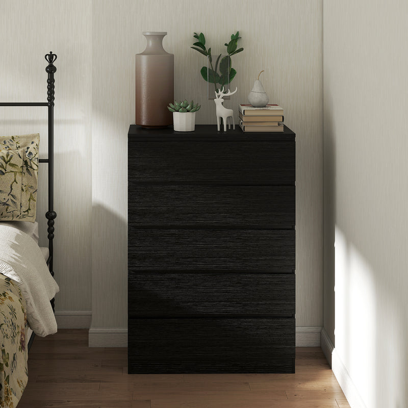 Chest of Drawers for Bedroom Organisation with 5 Smooth-Glide Drawers Black