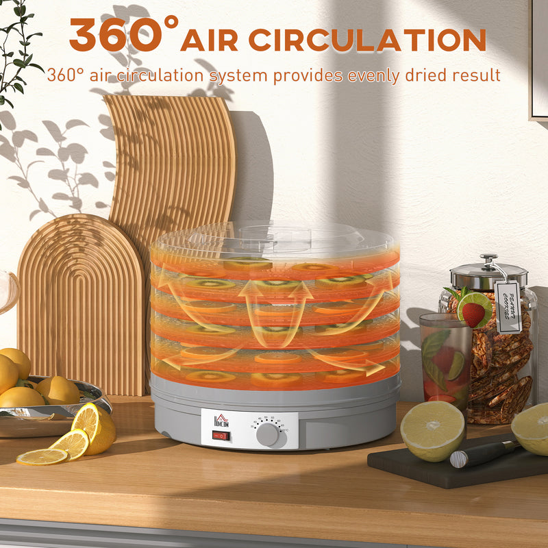 5 Tier Food Dehydrator with Adjustable Temperature for Drying Fruit and Jerky Grey