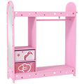 Kids Clothes Rail with Mirror Shelves and Fabric Storage for Bedroom and Nursery Pink AOSOM