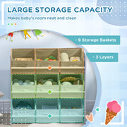 3 Piece Kids Bedroom Furniture Set with Bed Toy Box and Storage Baskets Grey AOSOM