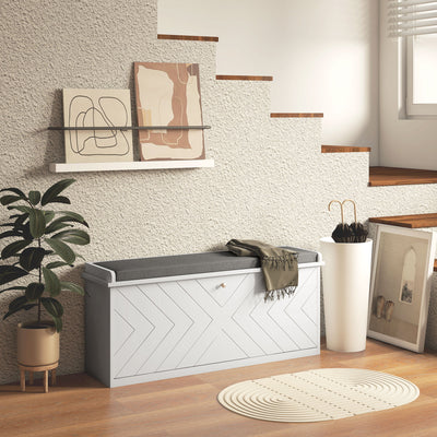 10 Shoe Storage Bench With Cushioned Seat Ideal For Hallways Or Bedrooms White Grey