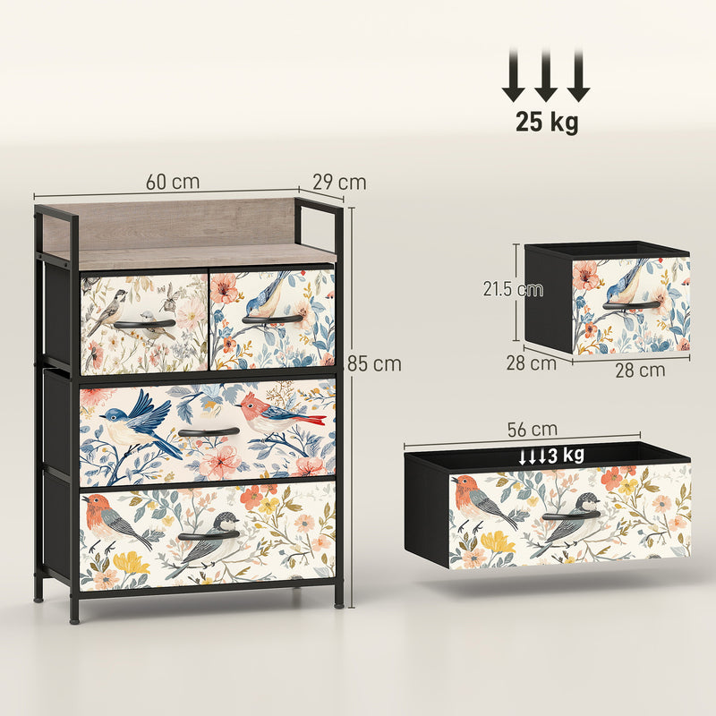 4 Drawer Chest of Drawers with Spacious Storage for Bedroom or Living Room White