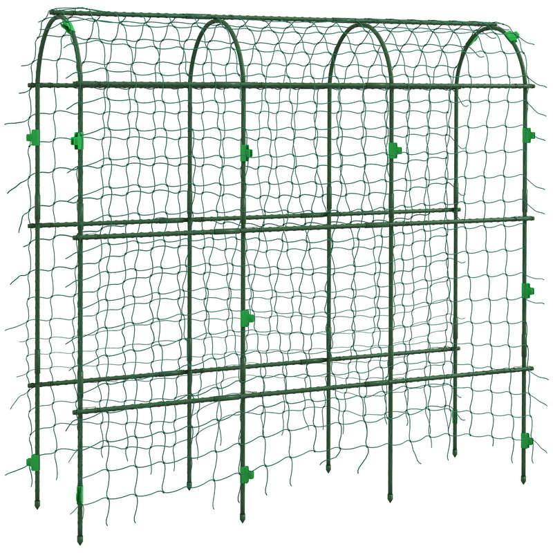 Tall Metal Garden Arch Trellis with Climbing Net Ideal for Outdoor Plants Support Black AOSOM