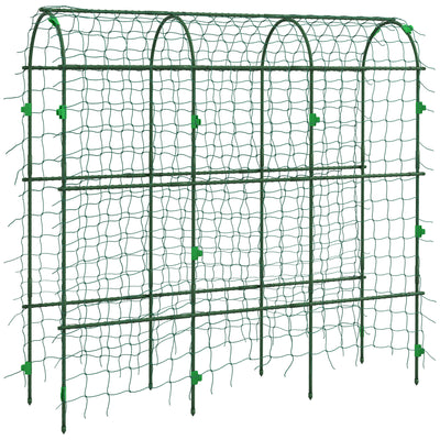 Tall Metal Garden Arch Trellis with Climbing Net Ideal for Outdoor Plants Support Black AOSOM