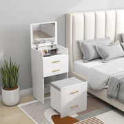 3 in 1 Dressing Table with Flip Top Mirror and Storage Stool for Bedroom Use, White