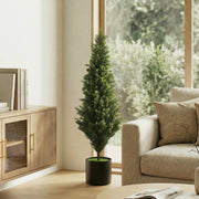 Artificial Cypress Trees Set of 2 for Low Maintenance Front Door Display 120 cm Green Homcom