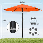 Tilting Garden Parasol with Adjustable UPF30+ Shade For Patio or Lawn Outsunny