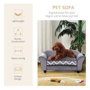Small Dog Sofa Bed with Soft Cushion and Washable Cover for Indoor Lounging Grey
