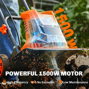 Electric Garden Tiller Rotavator for Easy Soil Preparation with Adjustable Wheels Orange AOSOM