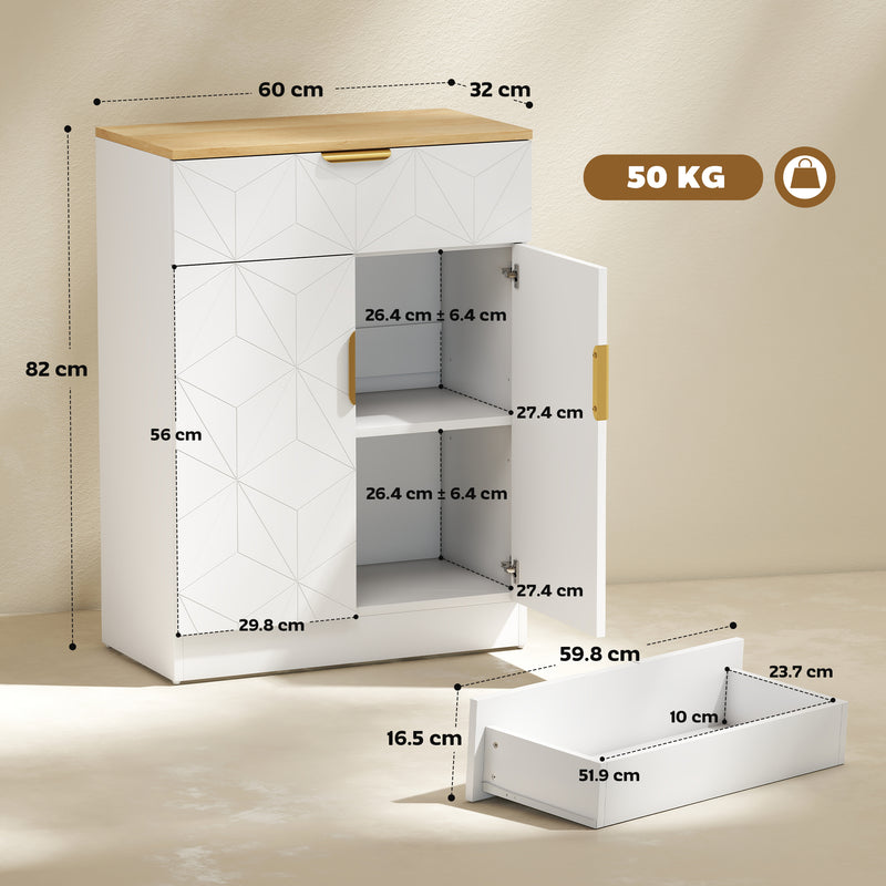 Modern Sideboard Storage Cabinet with Drawer and Adjustable Shelf for Home Use White