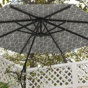 Black and White 3m Cantilever Garden Parasol with 360 Degree Rotation and Cross Base