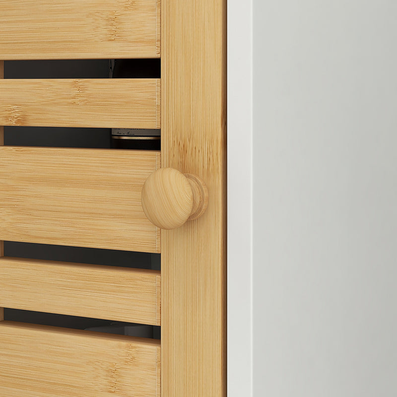 White Bathroom Storage Cabinet With Toilet Roll Holder Ideal For Compact Spaces