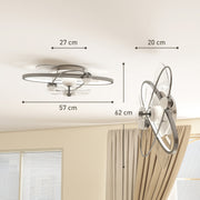 Ceiling Fan with Light and Remote for Year Round Comfort and Starry Sky Effect Silver Tone AOSOM