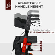 Rollator Walker with Seat and Storage for Comfortable Breaks Indoors or Outdoors Red AOSOM