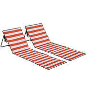 Folding Beach Chair Set with Adjustable Backrest and Carry Bag for Easy Transport Red Outsunny