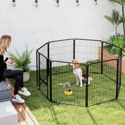 8 Panel Heavy Duty Dog Playpen with Door for Medium Dogs 80cm High Indoor Outdoor by PawHut