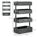 Four Tier Grey Wooden Plant Stand with Baskets for Garden and Patio by Outsunny