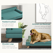 Dog Sofa with Raised Wooden Legs and Water Resistant Cover for Medium and Large Dogs Green