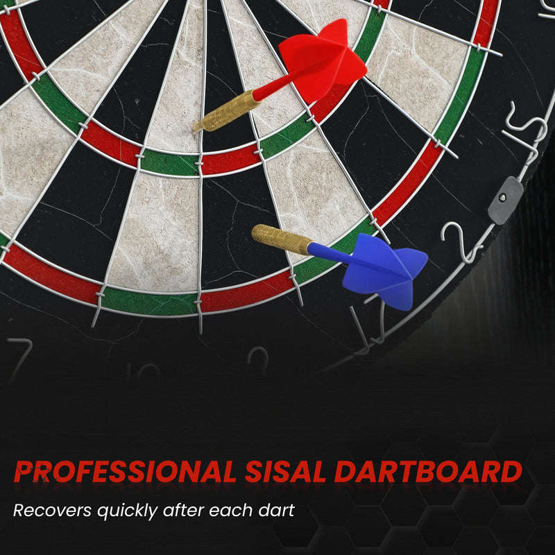 Bristle Dartboard Cabinet Set with 6 Steel Tip Darts Ideal for Home Games Room Brown AOSOM