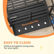 Heavy Duty Dog Crate with Wheels Removable Tray and Bowl Holder for Medium Large Dogs Grey