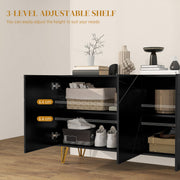 High Gloss Sideboard Cabinet with Hairpin Legs for Modern Living Rooms Black