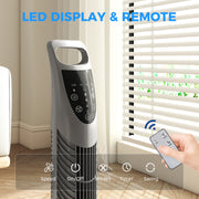 Tower Fan for Small Rooms with Quiet Operation and Remote Control Grey AOSOM