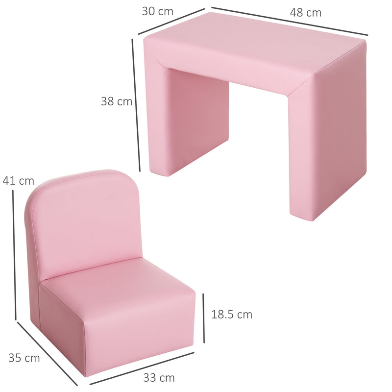 2 in 1 Toddler Sofa Chair for Relaxing and Playing in Bedroom or Playroom, Pink