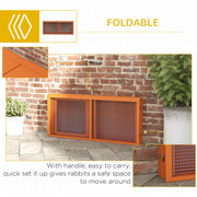 Foldable Wooden Rabbit Hutch for Indoor and Outdoor Use with Easy Access Orange AOSOM