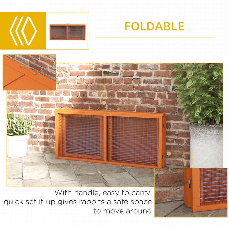 Foldable Wooden Rabbit Hutch for Indoor and Outdoor Use with Easy Access Orange AOSOM