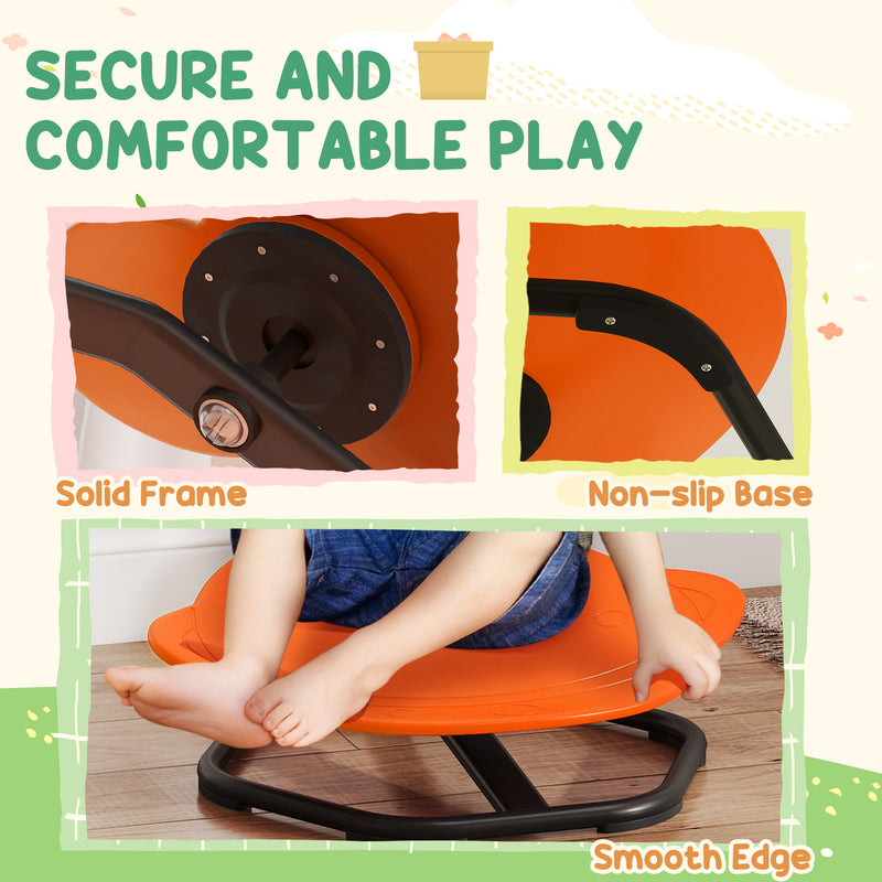 Kids Planet Shaped Swivel Sensory Chair for Balance and Coordination Training Orange AOSOM