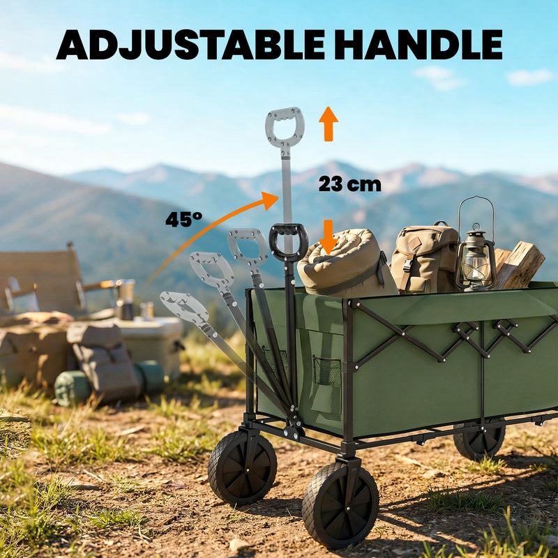 Folding Festival Trolley for Camping and Garden with 100 kg Capacity Dark Green Outsunny