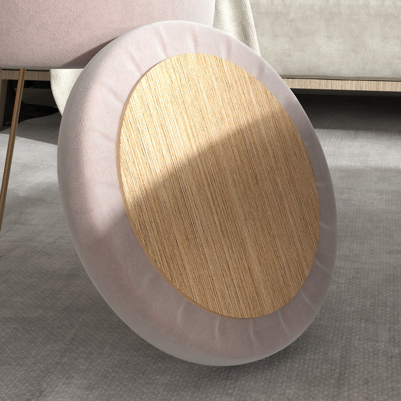 Light Pink Velvet Feel Round Storage Ottoman with 5L Capacity by HOMCOM