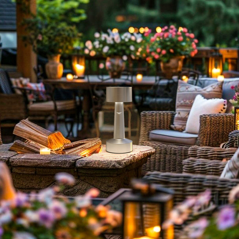 Cordless LED Touch Table Lamp with Rechargeable Battery for Bedroom or Office Use, Silver