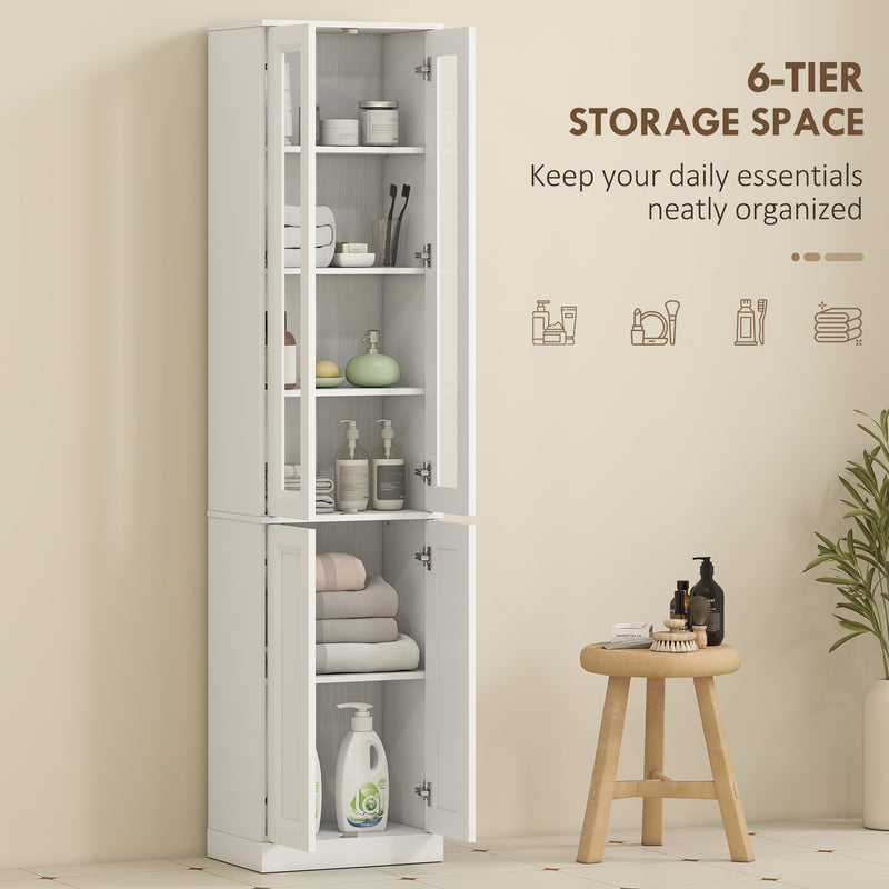 Bathroom Floor Cabinet Slim Storage for Small Spaces with Adjustable Shelf White