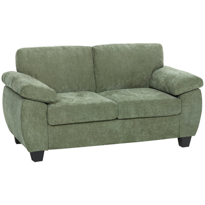 2 Seater Compact Sofa for Small Living Rooms with Thick Cushions and Wide Armrests Dark Green AOSOM
