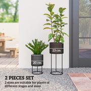 Metal Planter Set of 2 for Indoor or Outdoor Plants with Modern Woven Design Black AOSOM