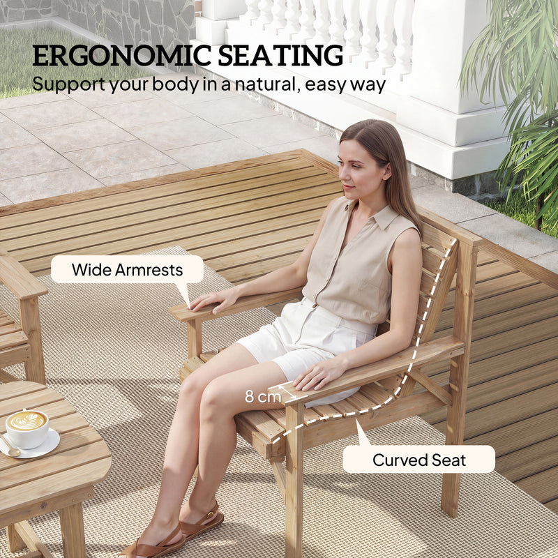 Wooden Garden Furniture Set for Relaxing Outdoor Seating with Coffee Table Outsunny