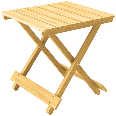Small Wooden Foldable Square Outdoor Coffee Table for Garden and Patio by Outsunny