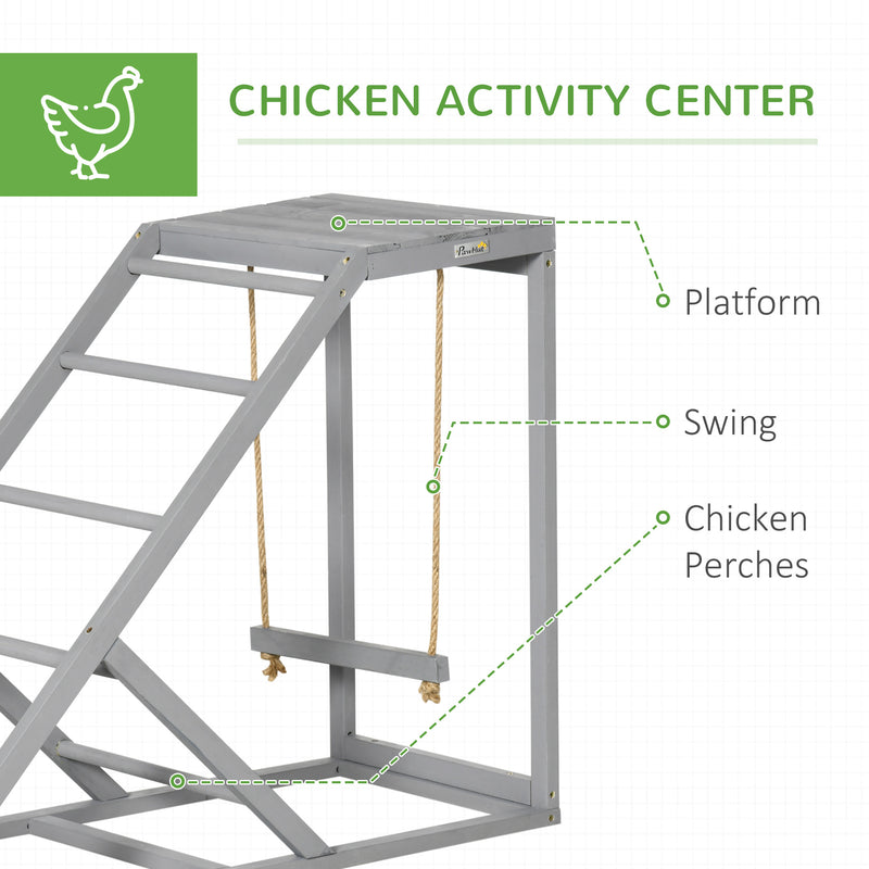 Large Walk In Metal Chicken Coop with Activity Shelf for Outdoor Poultry and Rabbits Grey