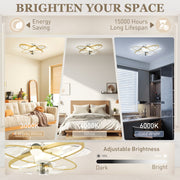 Ceiling Fan with Light and Starry Sky Effect for Year Round Comfort and Easy Control White AOSOM