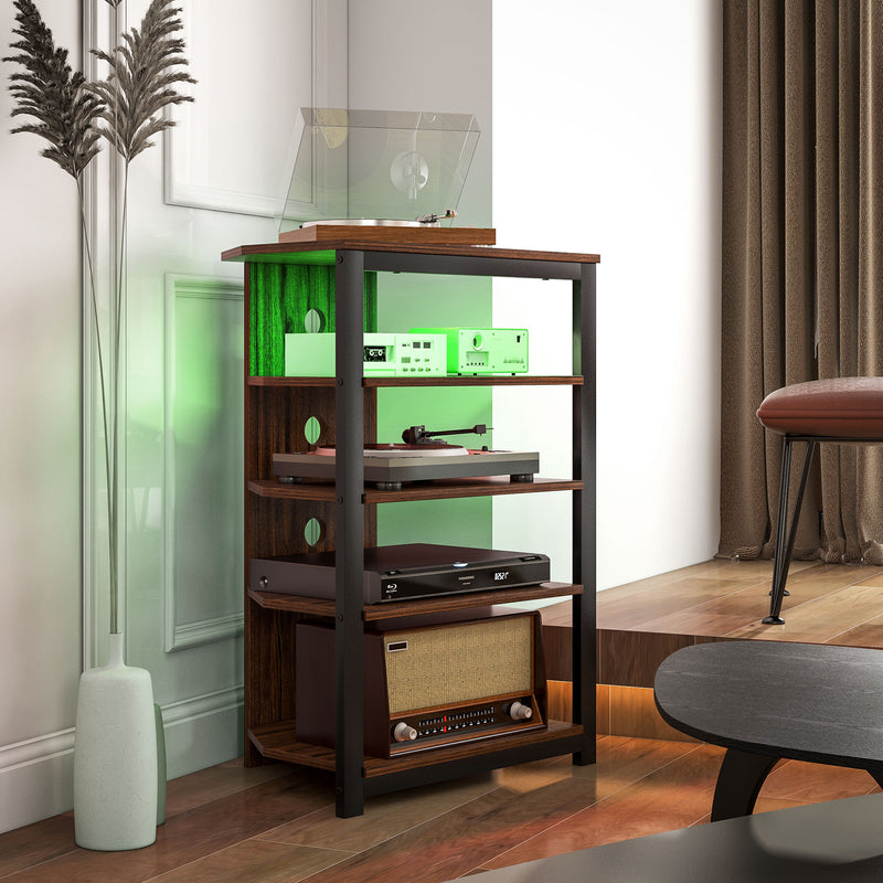 4 Tier Corner TV Stand with LED Lights and Storage for TVs up to 29 Inch, Grey