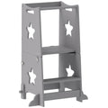 Adjustable Kids Step Stool With Safety Bar Converts to Table and Chair Grey