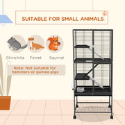 Rolling Small Animal Cage with Storage Shelf and Accessories for Ferrets or Chinchillas, Grey