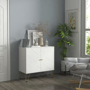 Slim Sideboard Storage Cabinet with Adjustable Shelves and Hairpin Legs for Hallway White