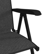 Set of 2 Grey Folding Garden Chairs with 7 Position Reclining Backs for Outdoor Comfort