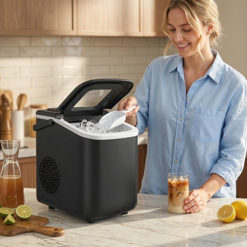 Ice Maker Machine for Fast Fresh Ice at Home Garden or Caravan Black Homcom