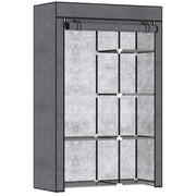 Dark Grey Fabric Wardrobe with Rail and Six Shelves for Storage by HOMCOM