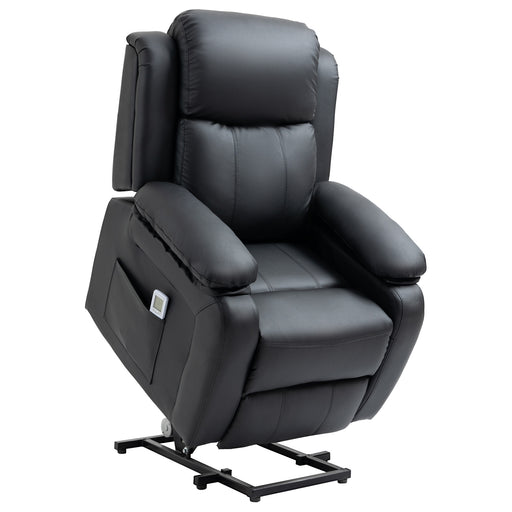 Electric Riser Recliner Chair with Massage and Remote for Elderly Comfort Support Black