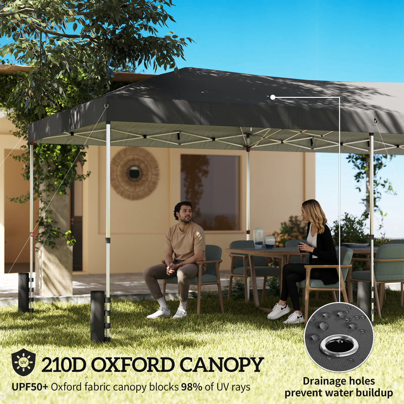 3x6m Pop Up Garden Gazebo with Adjustable Height and Detachable Sides for Outdoor Shelter and Events Outsunny