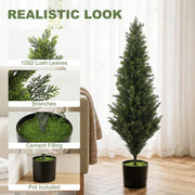 Artificial Cypress Trees Set of 2 for Low Maintenance Front Door Display 120 cm Green Homcom